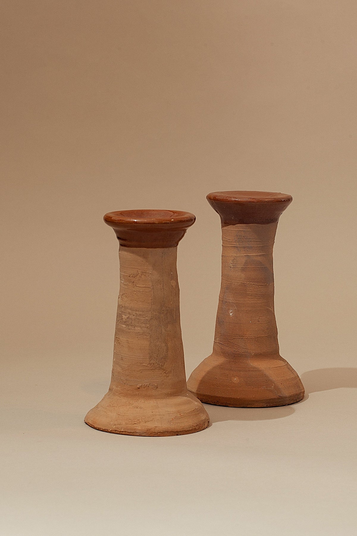 Candelabros antiguos de barro, pack de 2