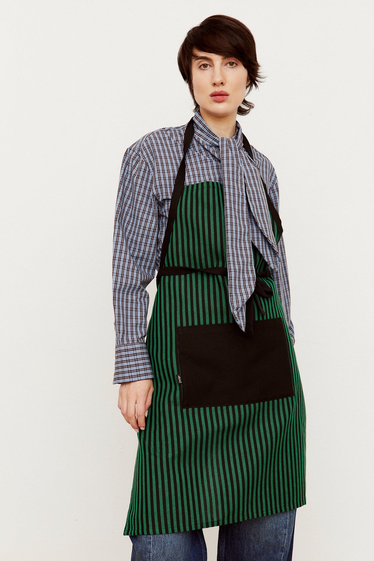 Green canvas fishmonger apron