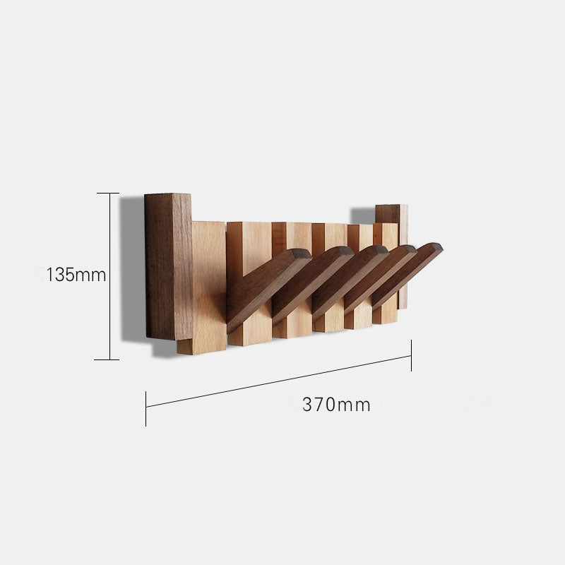 Wooden wall coat rack with folding hooks, Verona