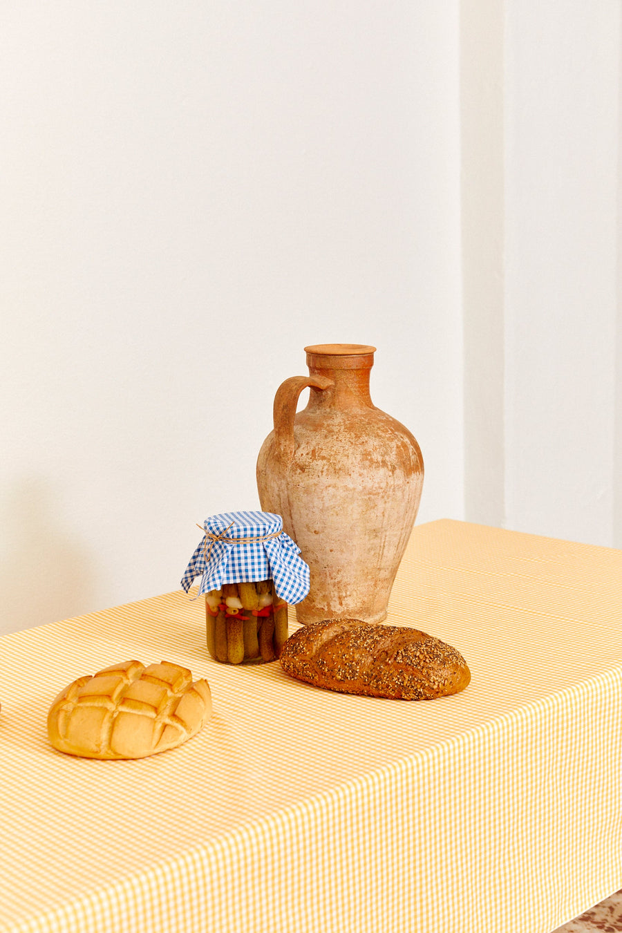 Mantel de cuadros vichy amarillo