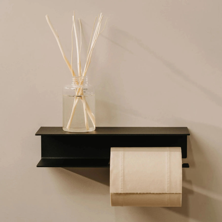 Portarrollos de pared con estante, de acero, Bari