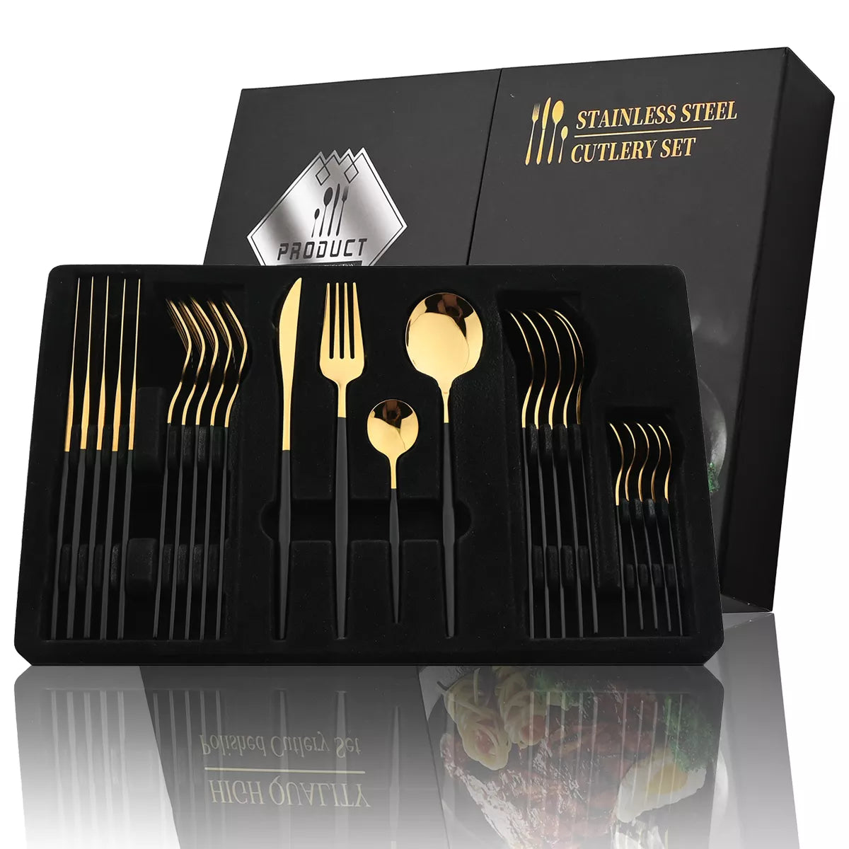 24 Piece Golden Cutlery Set