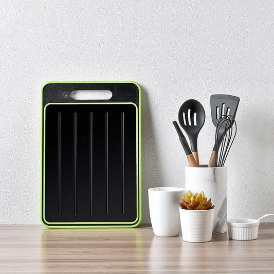 cutting board and utensils on a table