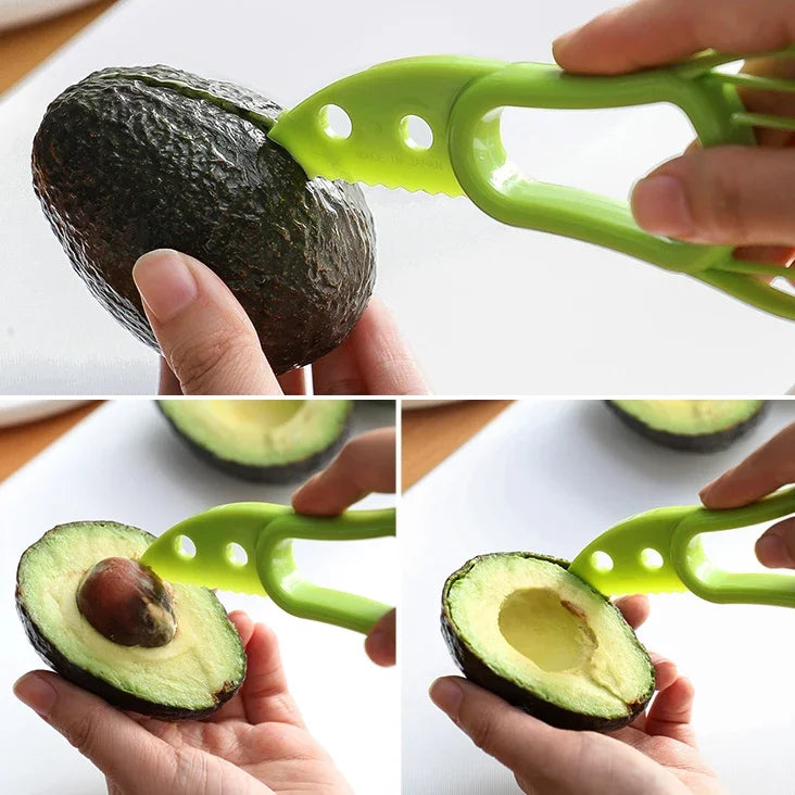 collage of hands peeling an avocado