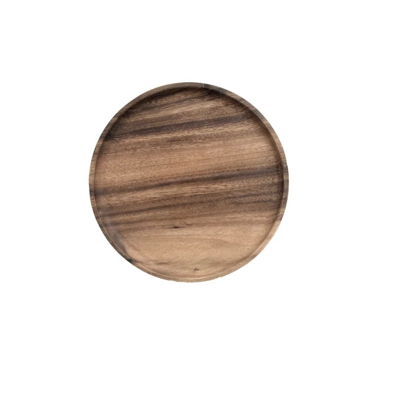 a round wooden plate on a white background 20 cm