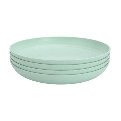 set of four green wheat straw plates